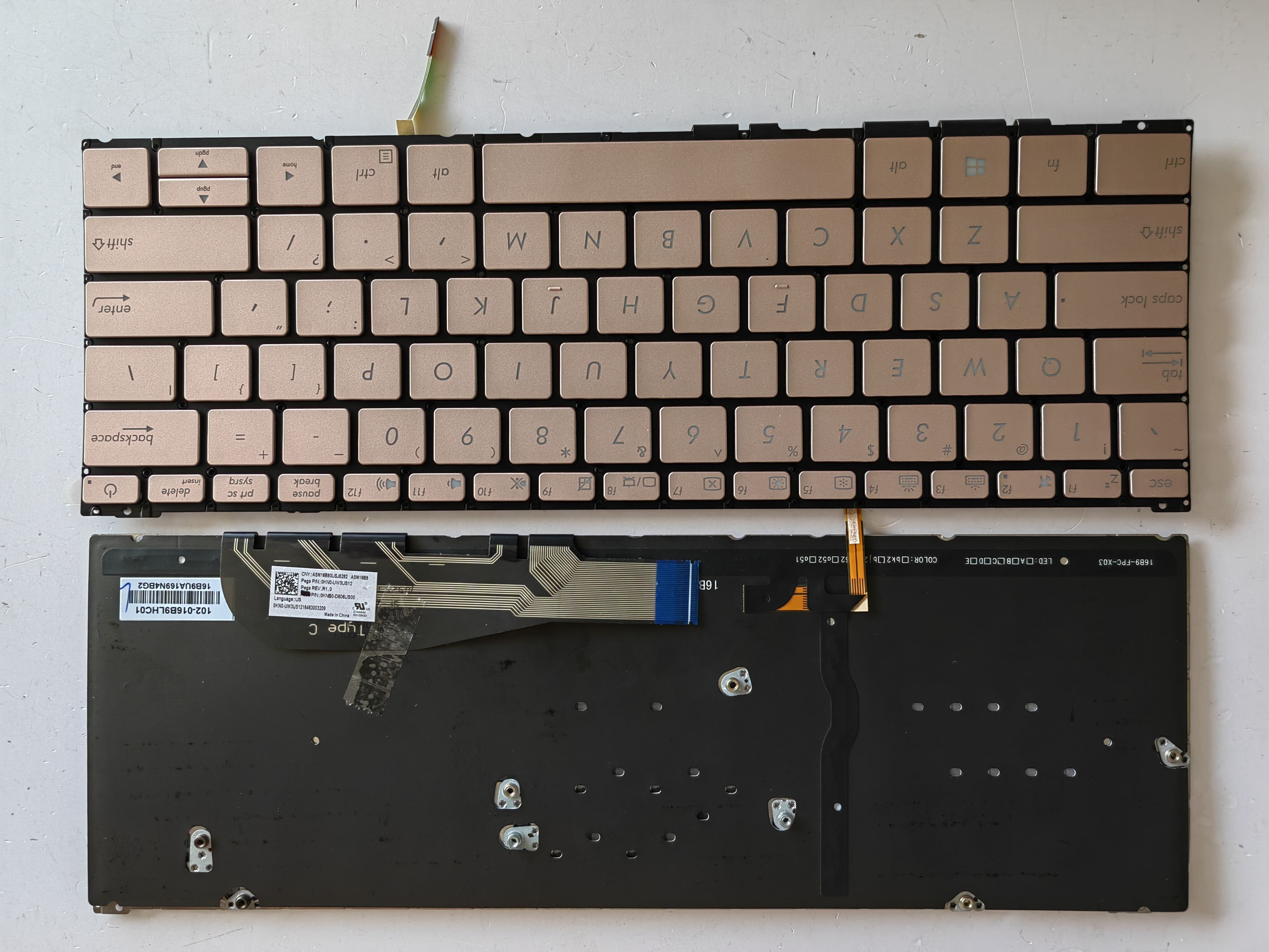 Picture of New Replacement Laptop Keyboard For ASUS UX390 Gold Backlit US Layout